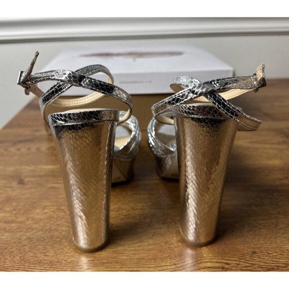 Jessica Simpson Womens Immie Platform Sandal with Ankle Strap (Size 7M, Silver) - Picture 6 of 8